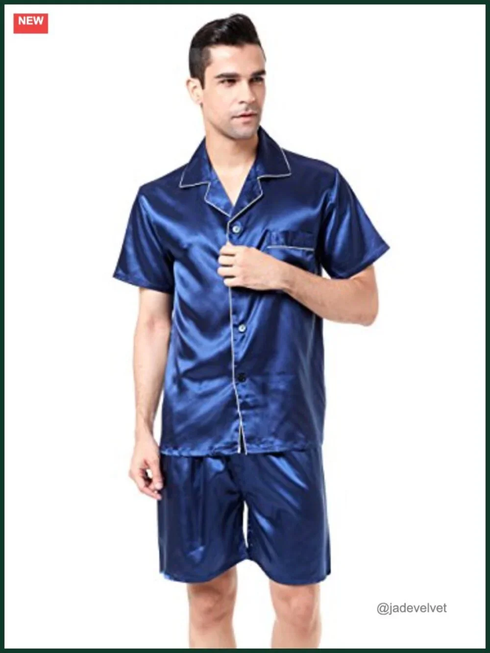 Men's Short Sleeve Satin Pajama Set with Shorts